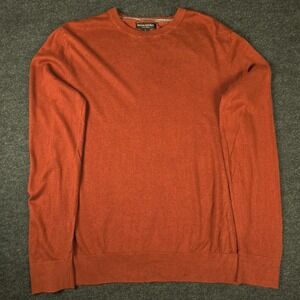 Banana Republic Mens Burnt Orange Silk Linen Crewneck Sweater Lightweight Size L